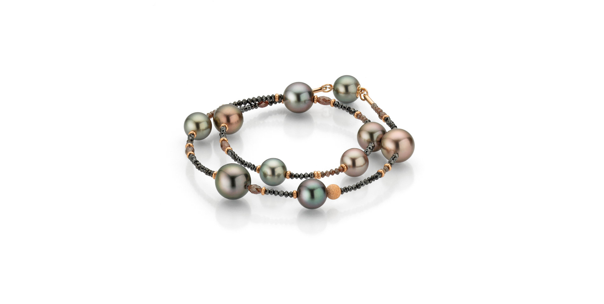 Náramok s diamantmi a morskými multicolor tahitskými perlami Castaway
