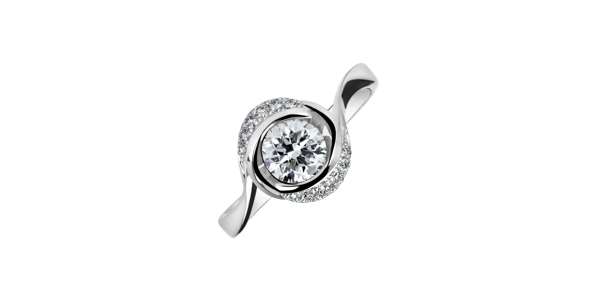 Prsteň 18kt biele zlato s diamantom Devoted Glow