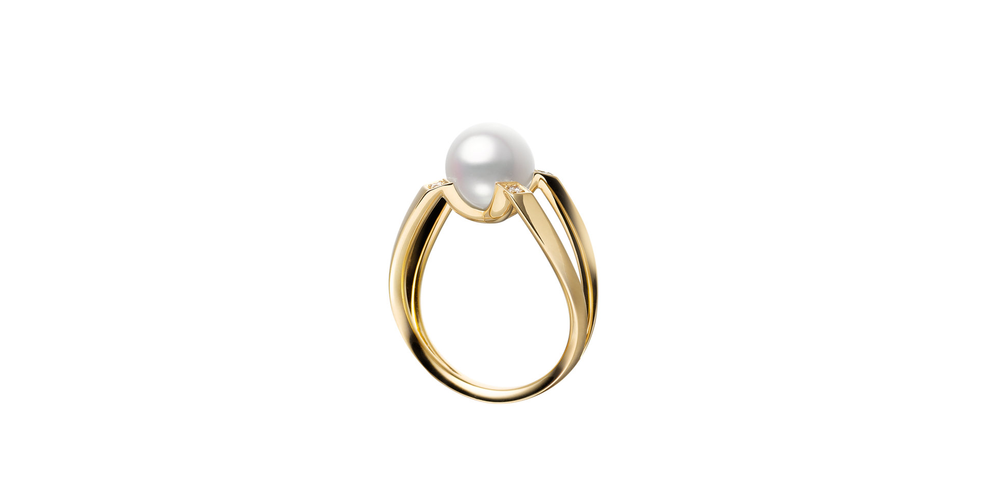 Prsteň s diamantmi a morskou bielou perlou Akoya M Collection