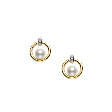 Naušnice s diamantmi a morskou perlou Akoya Circle Collection