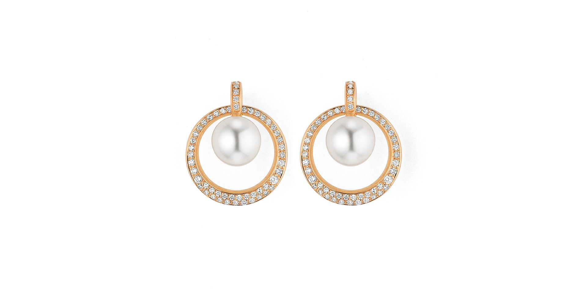 Náušnice s diamantmi a morskou bielou Južnou perlou Modern Classics