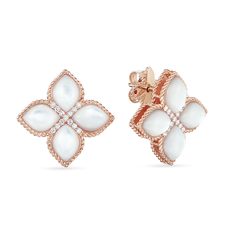 Náušnice s diamantmi a perleťou Princess Flower VENETIAN