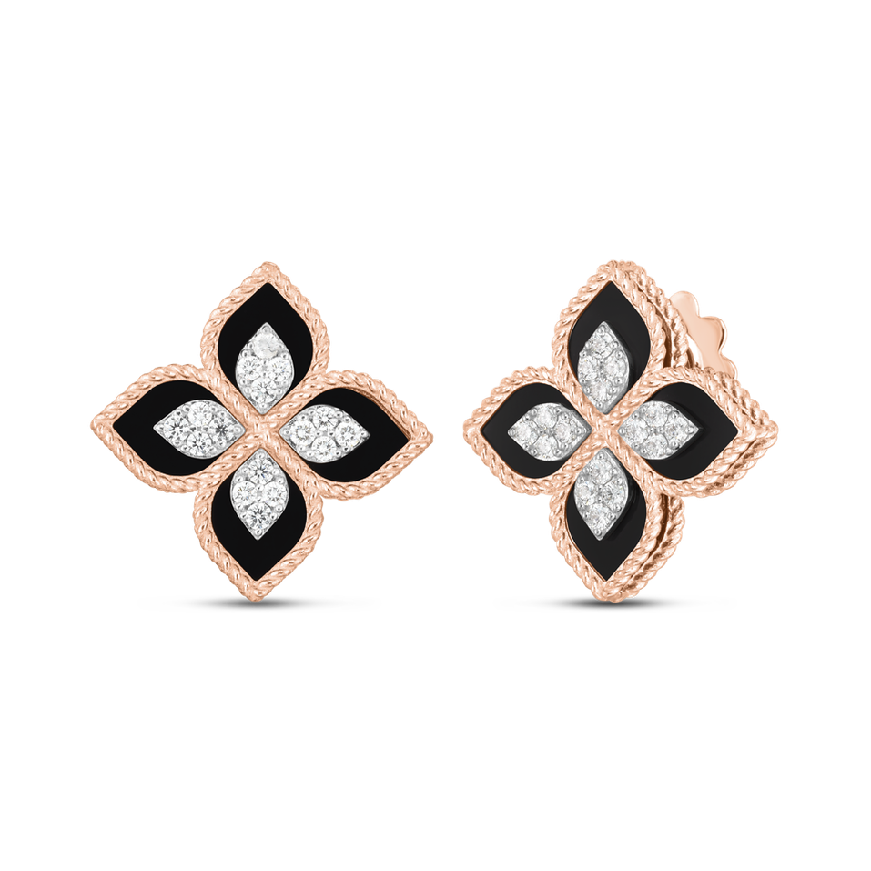 Náušnice s diamantmi a jadeitom Princess Flower