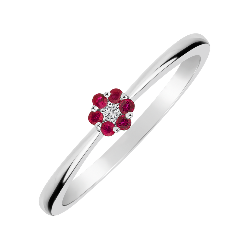 Prsteń s diamantom a rubínmi Shiny Constellation