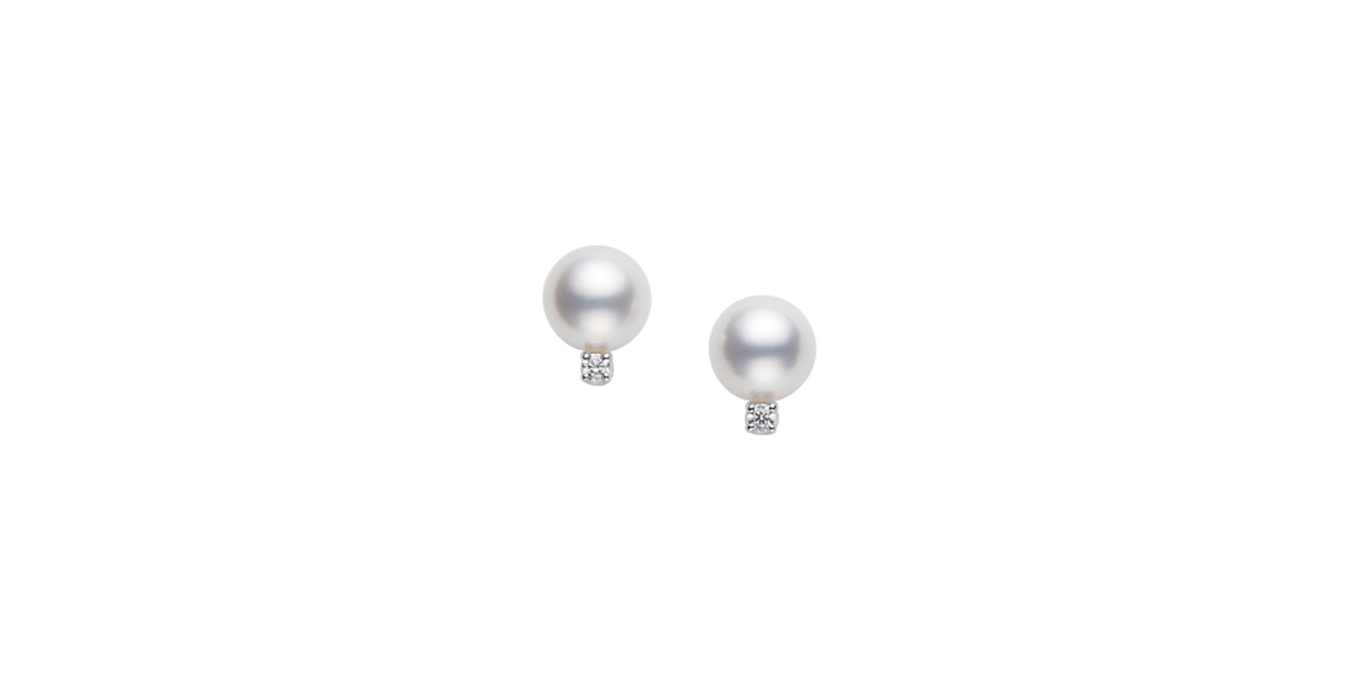 Náušnice s diamantomi a morskou bielou perlou Akoya Earrings