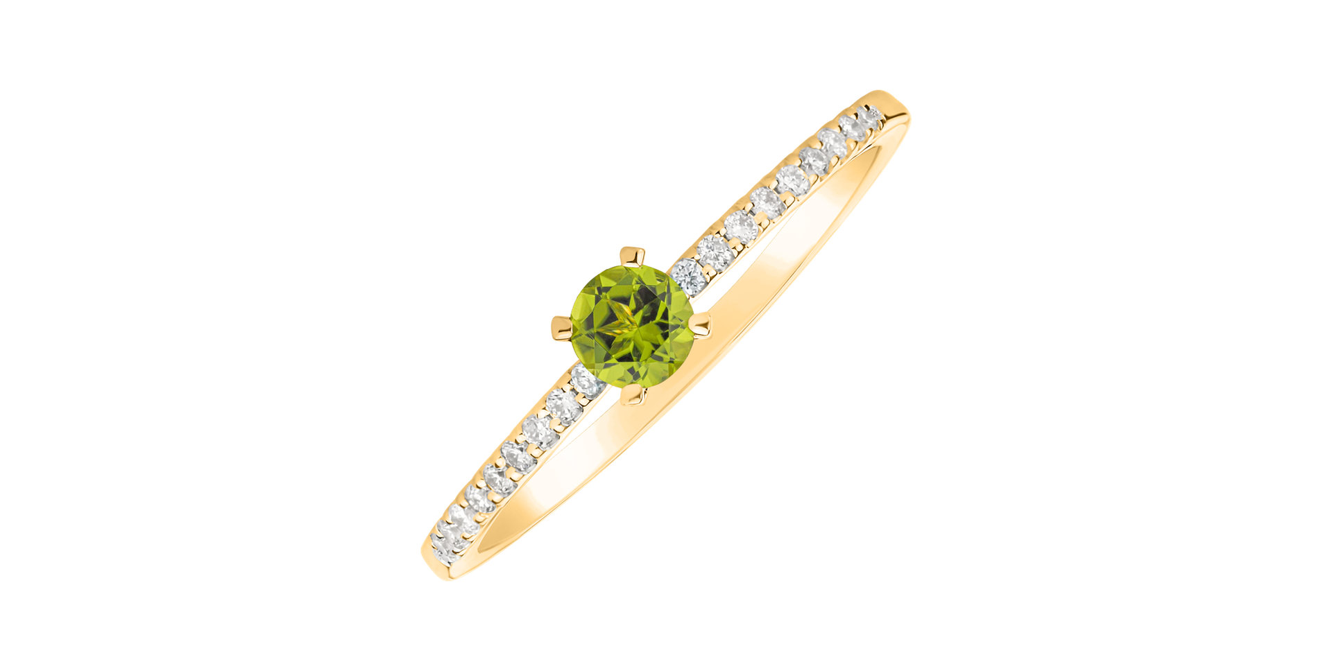 Prsteň s diamantmi a peridotom Gem Simplicity