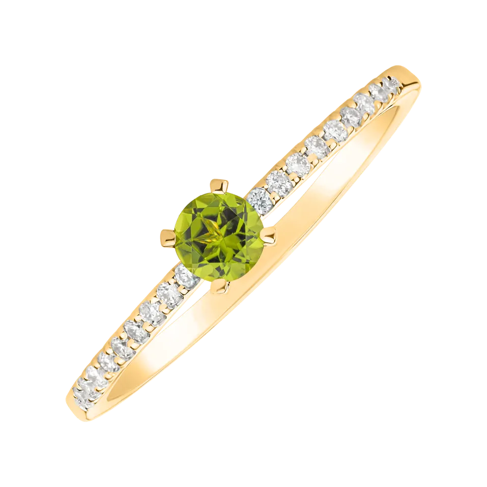 Prsteň s diamantmi a peridotom Gem Simplicity