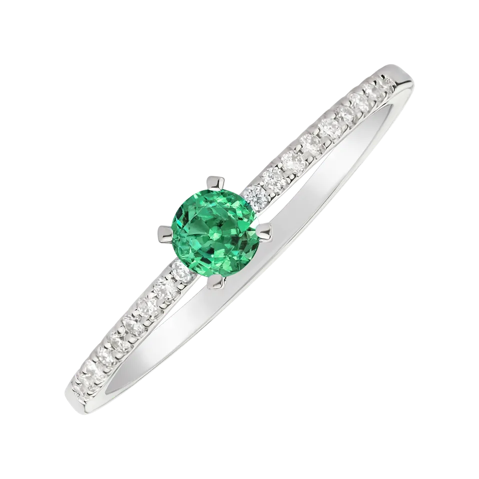 Prsteň s diamantmi a smaragdom Gem Simplicity