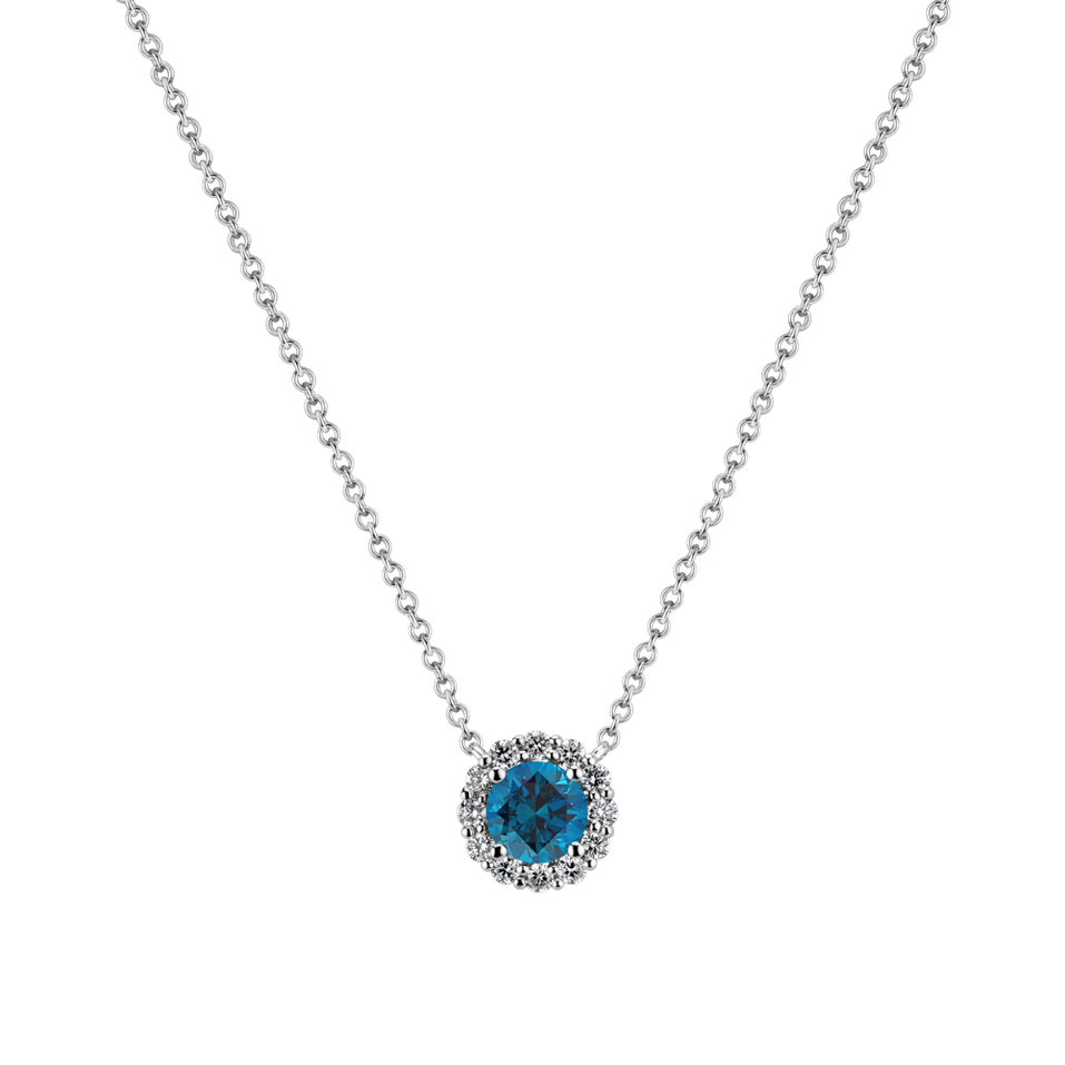 Náhrdelník s bielymi a modrými diamantmi Dream Sparkle