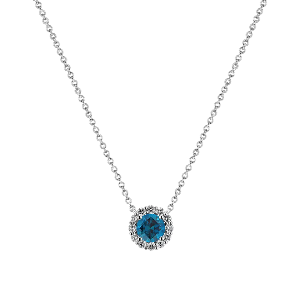 Náhrdelník s bielymi a modrými diamantmi Dream Sparkle