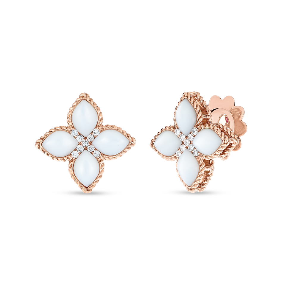 Náušnice s diamantmi a perleťou Princess Flower VENETIAN