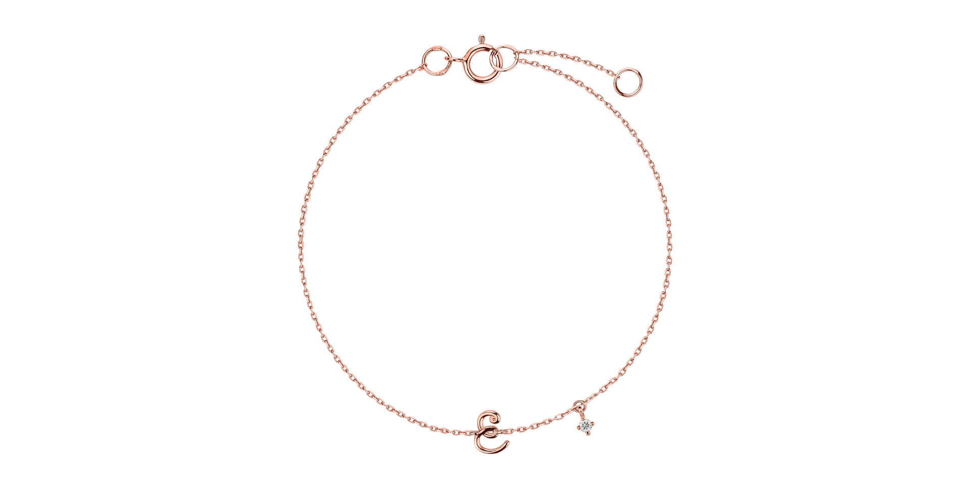 Náramok s diamantom Curly Letter E