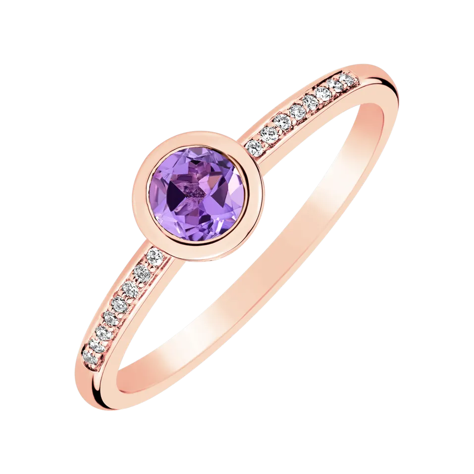 Prsteň s ametystom a diamantmi Regal Sparkle