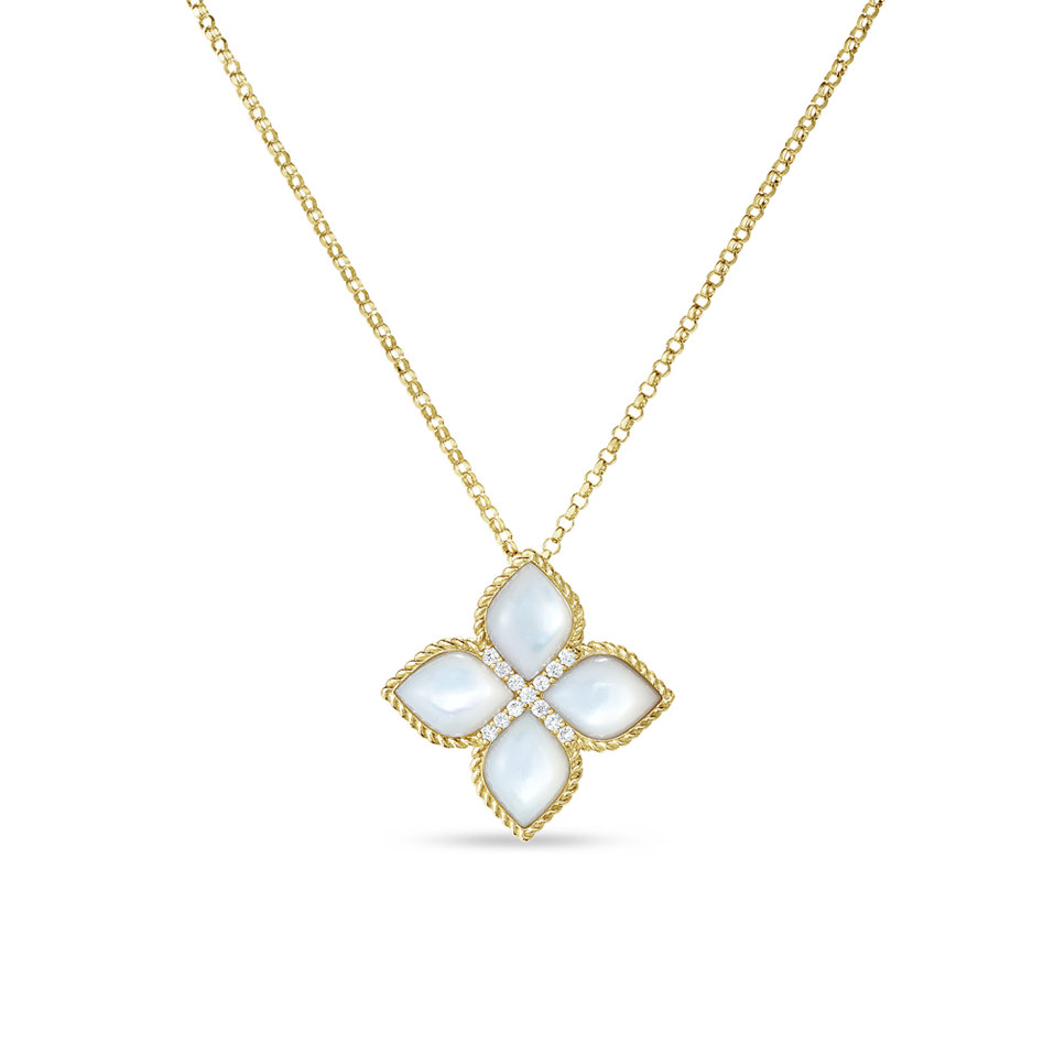 Náhrdelník s diamantmi a perleťou Princess Flower VENETIAN