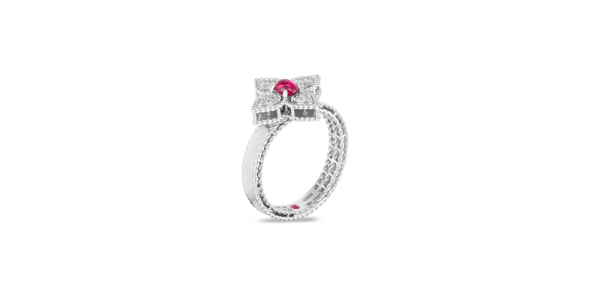 Prsteň s diamantmi a rubínom Princess Flower
