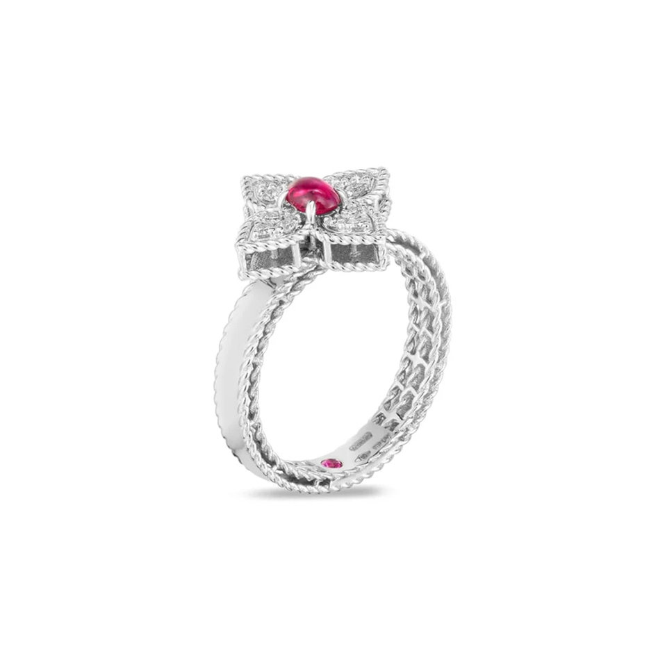 Prsteň s diamantmi a rubínom Princess Flower