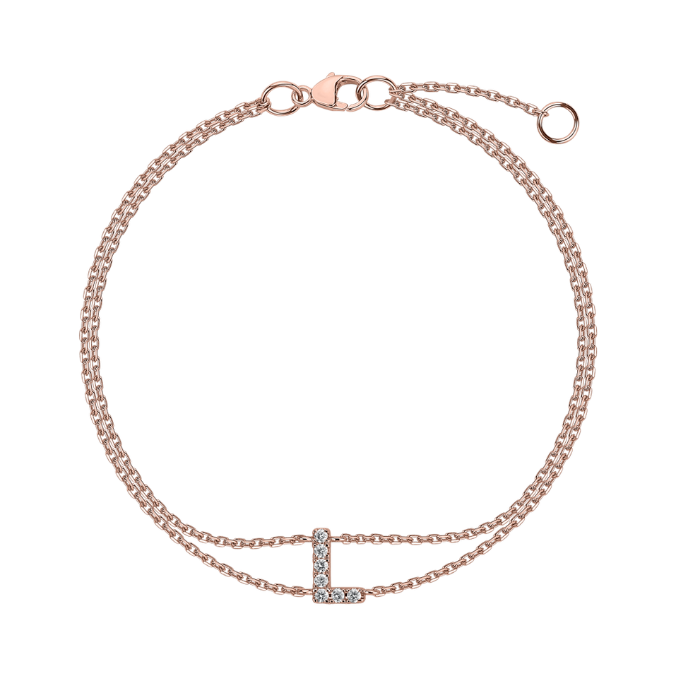 Náramok 14kt ružové zlato s diamantom Alphabet Constellations