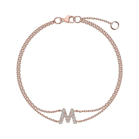 Náramok 14kt ružové zlato s diamantom Alphabet Constellations