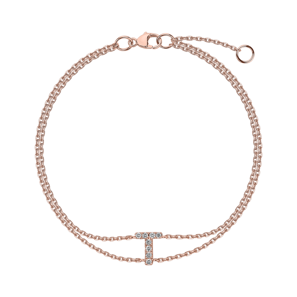 Náramok 14kt ružové zlato s diamantom Alphabet Constellations