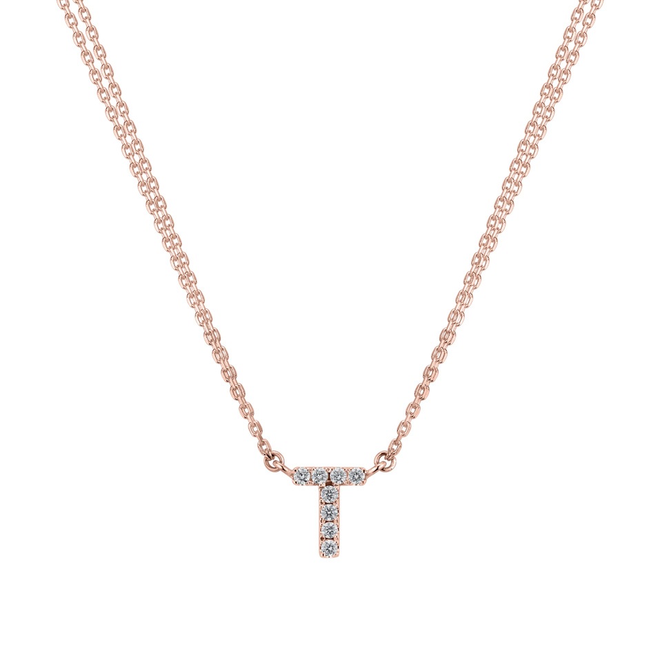 Náhrdelník 14kt ružové zlato s diamantom Náhrdelník s briliantom Luxury Clam