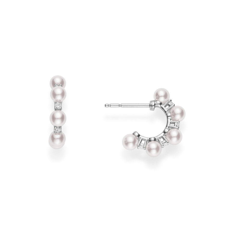 Náušnice s diamantmi a perlami Diamond Bubble