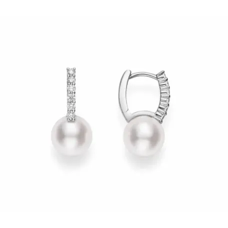 Náušnice s diamantmi a perlou Classic Elegance