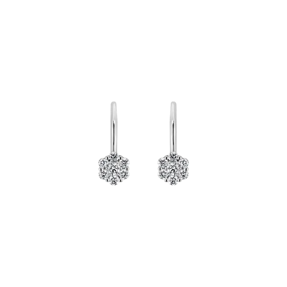Náušnice 14kt biele zlato s diamantmi Shiny Flower