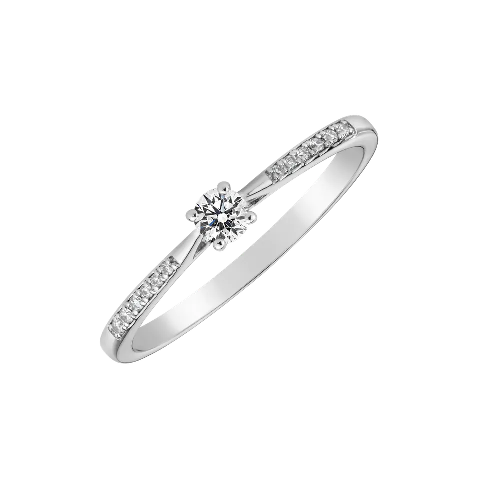 Prsteň 14kt biele zlato s diamantmi Pure Love