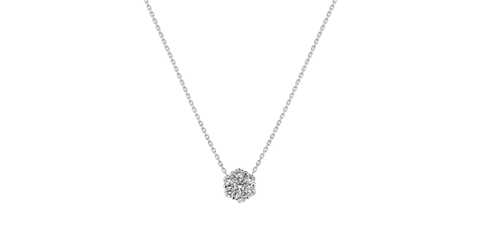 Náhrdelník 14kt biele zlato s diamantmi Shiny Flower