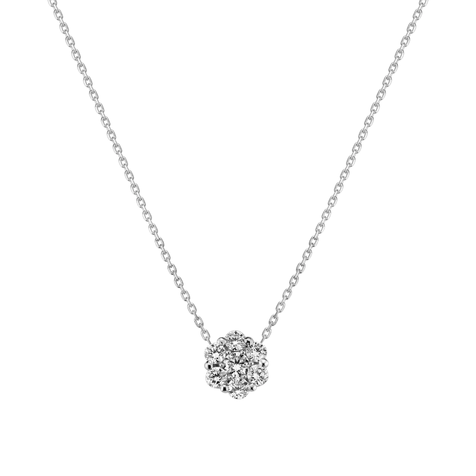 Náhrdelník 14kt biele zlato s diamantmi Shiny Flower