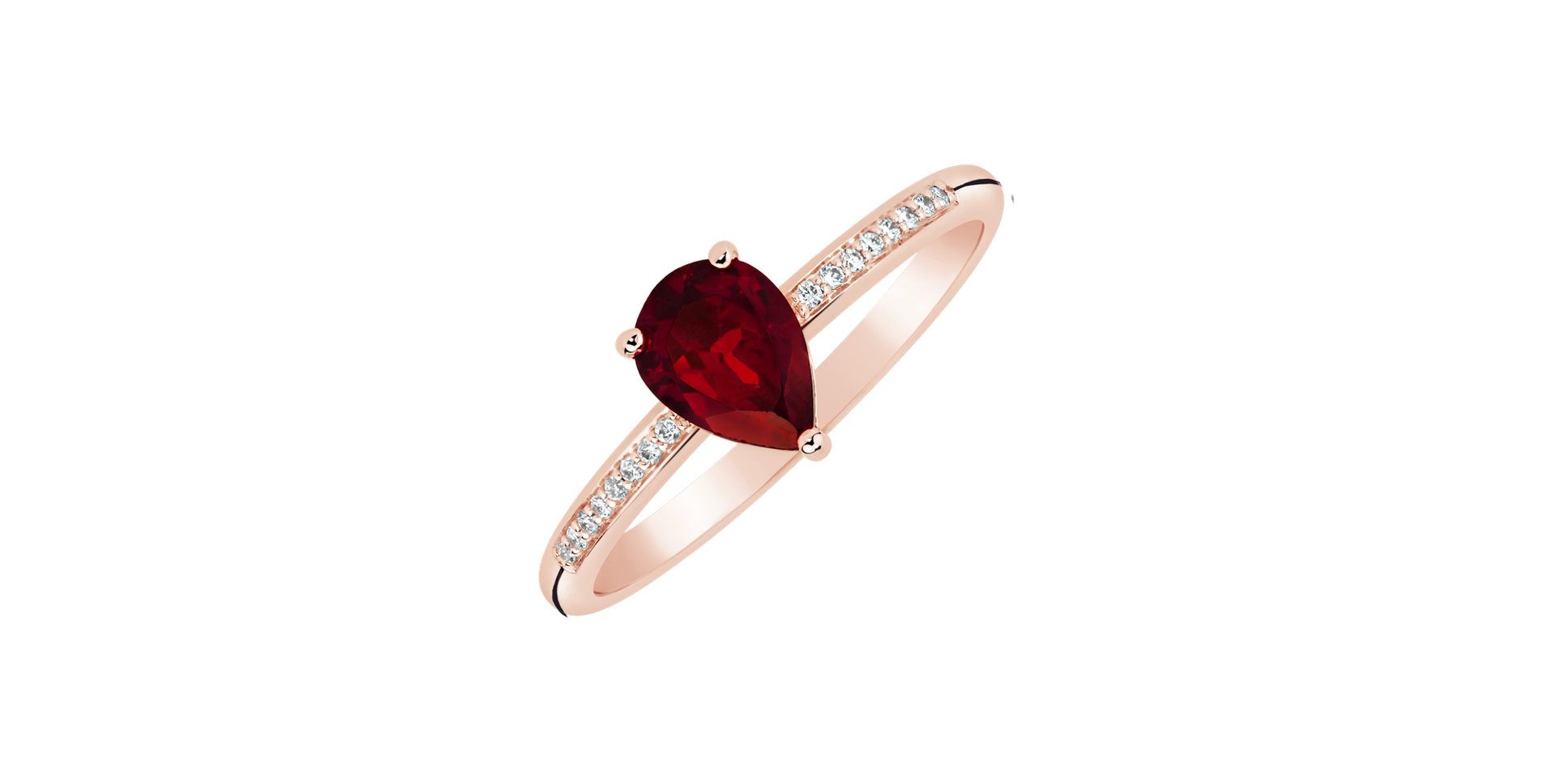 Prsteň s granátom a diamantmi Tearfall