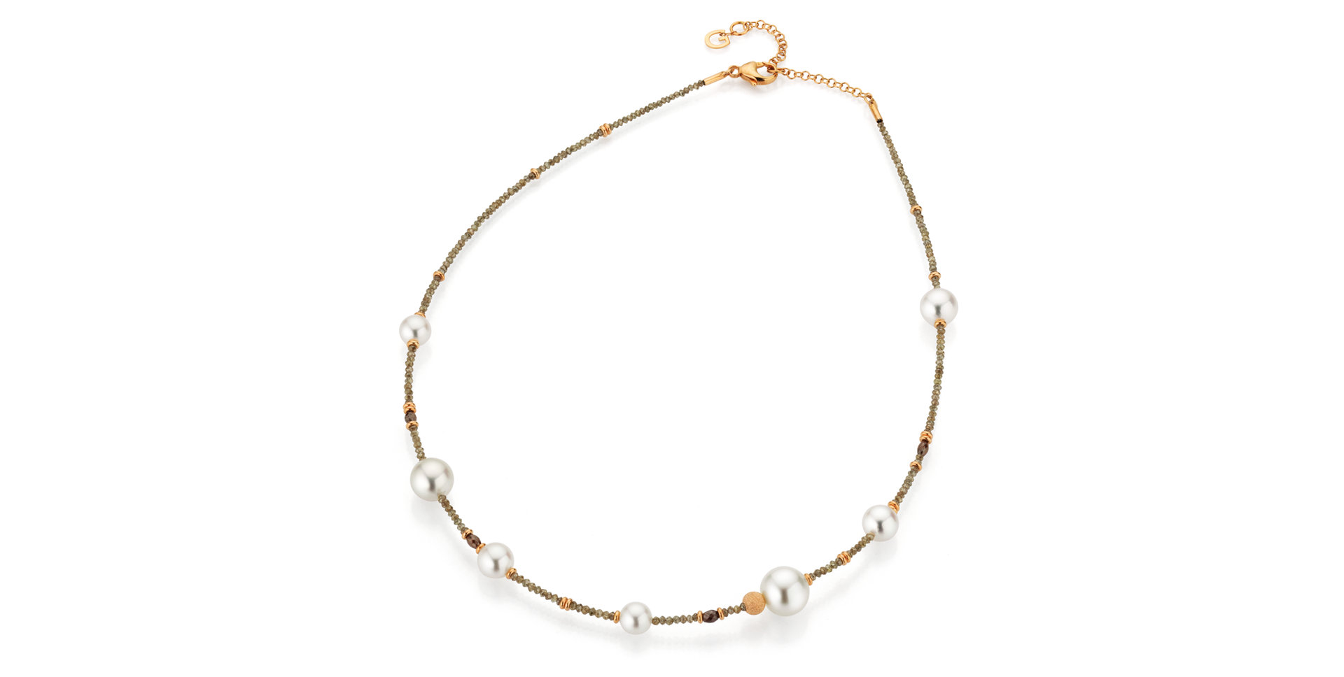 Náhrdelník s diamantmi a morskými bielymi perlami Akoya a s morskou Južnou Champan perlou Castaway