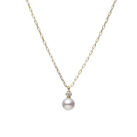Náhrdelník s diamantmi a bielou morskou perlou Classic Pearl