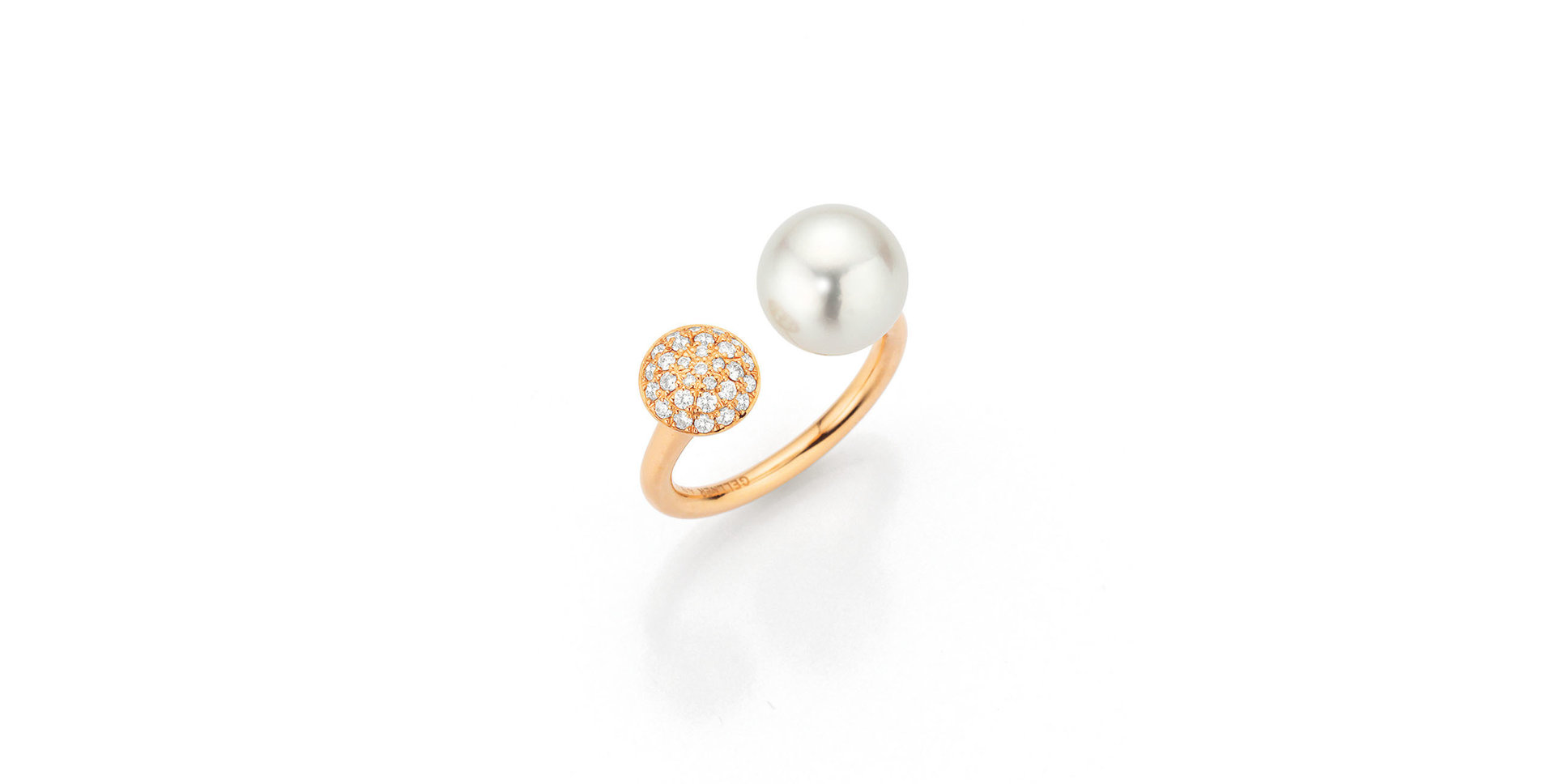 Prsteň s diamantmi a morskou Južnou perlou Modern Classic