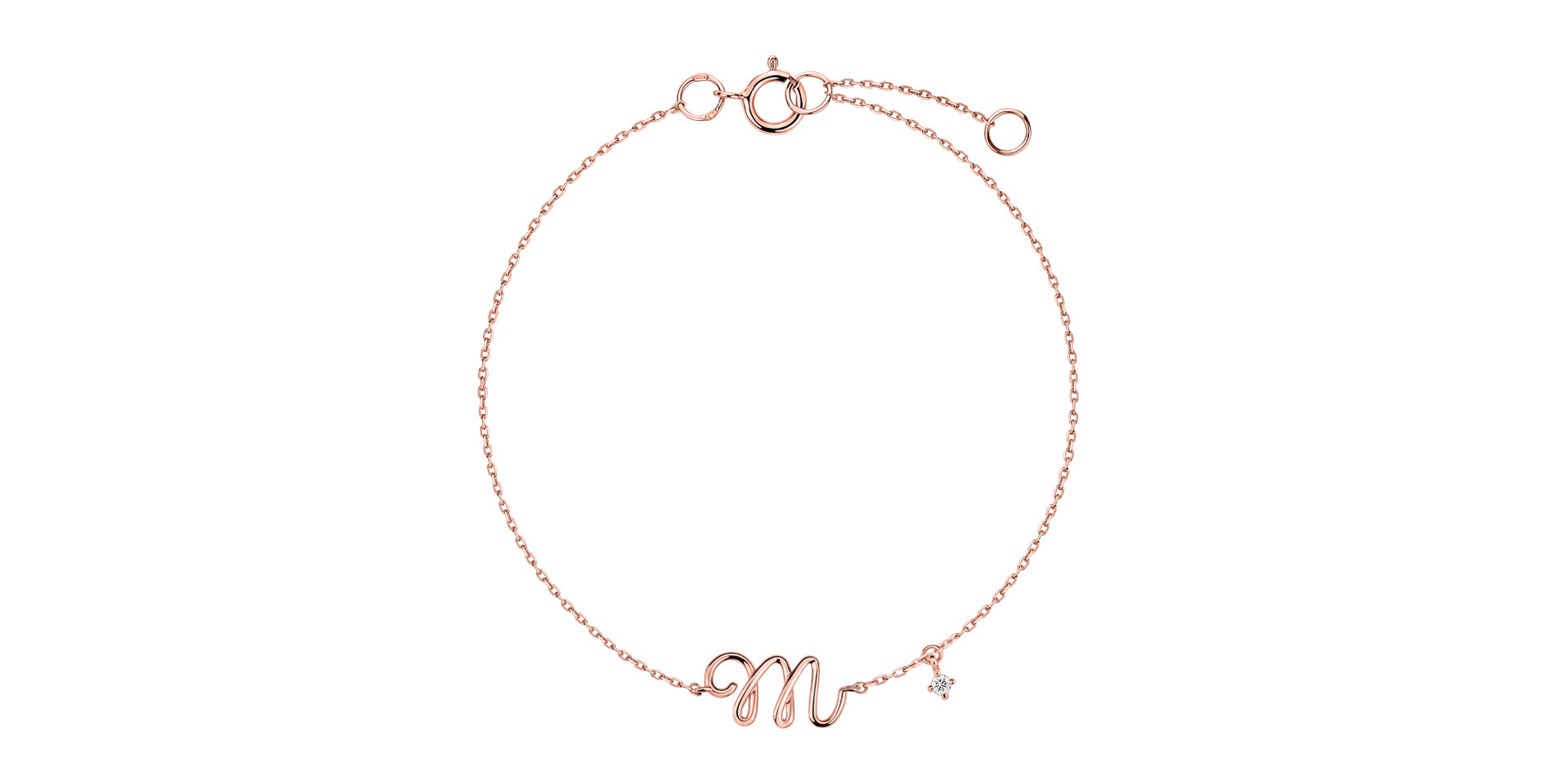 Náramok s diamantom Curly Letter M