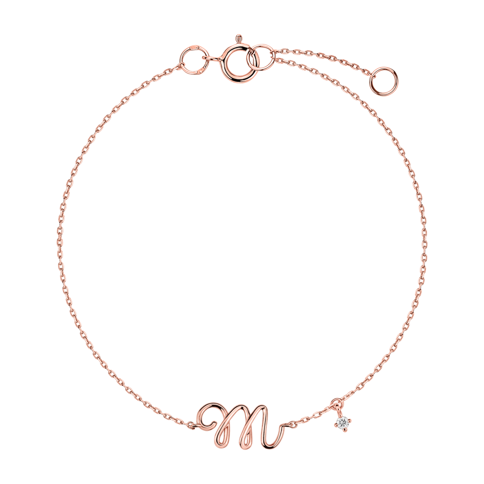 Náramok s diamantom Curly Letter M