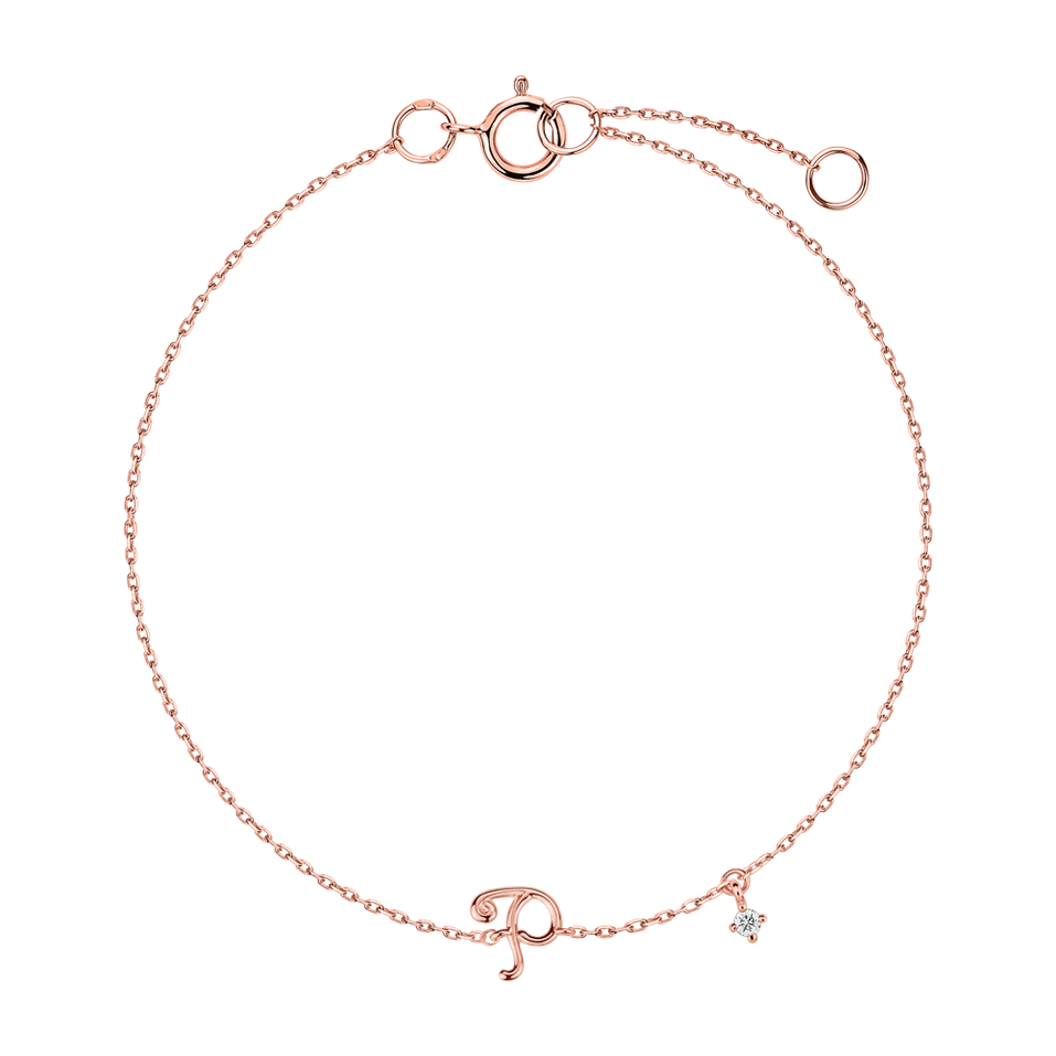 Náramok s diamantom Curly Letters P