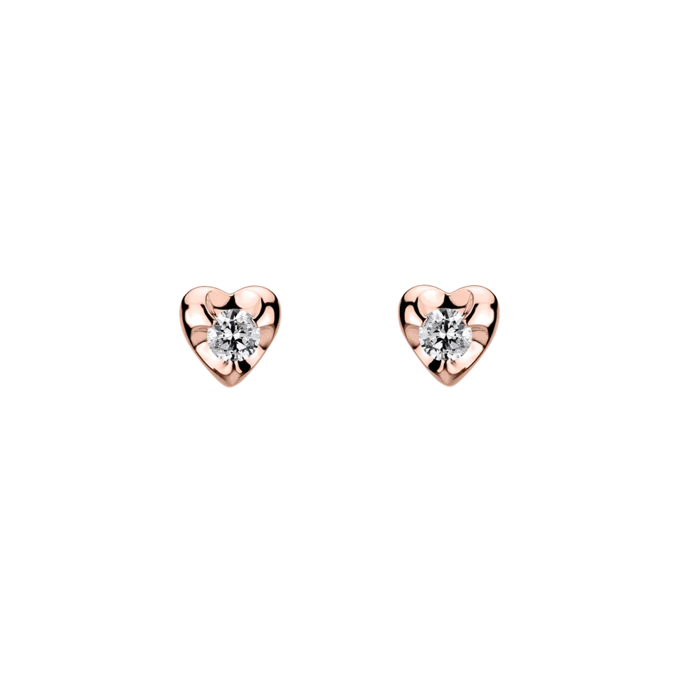 Náušnice s diamantom Full Hearts