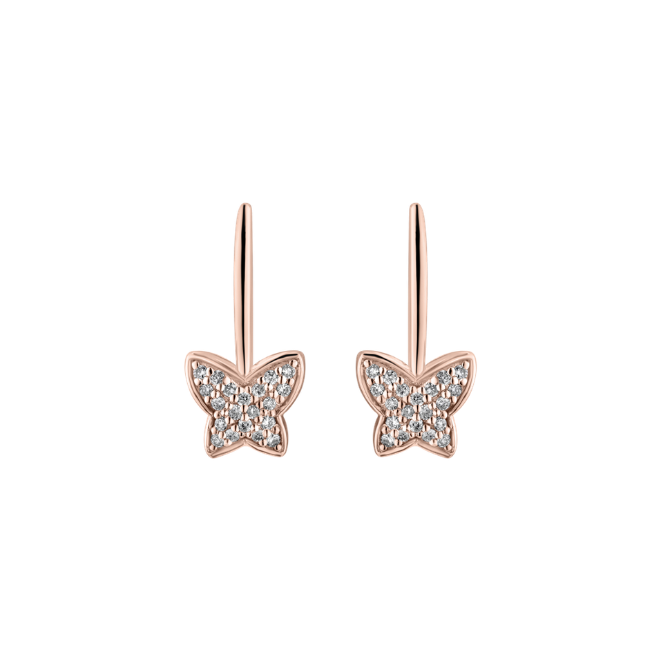 Náušnice s diamantmi Sparkle Butterfly
