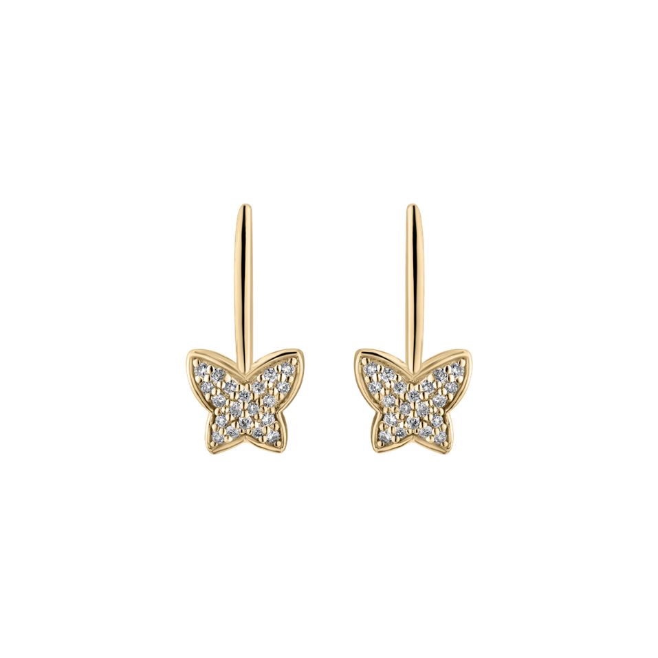 Náušnice s diamantmi Sparkle Butterfly
