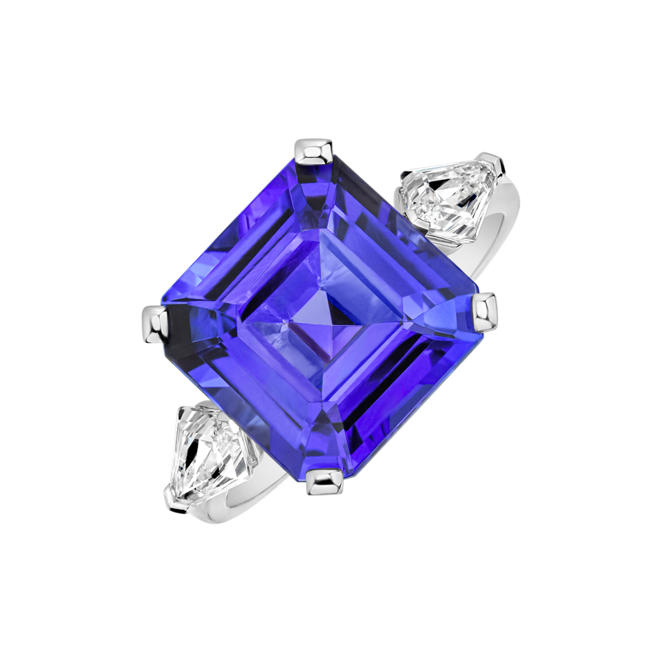 Prsteň s tanzanitom a diamantmi Electric Blue