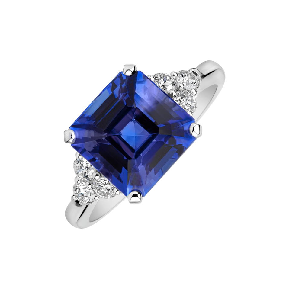 Prsteň s diamantmi a tanzanitom Persian Blue
