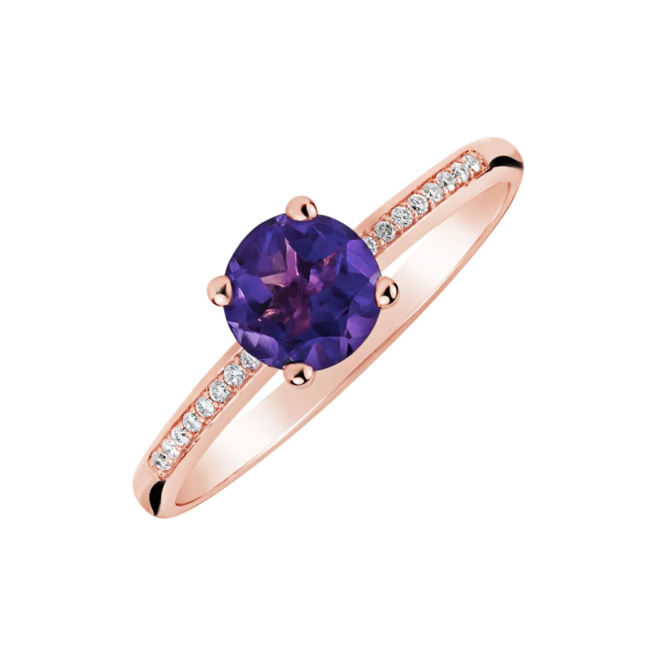 Prsteň s ametystom a diamantmi Velvet