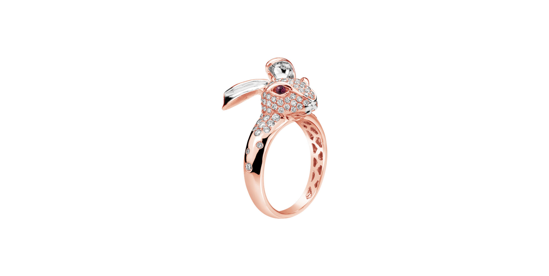 Prsteň s diamantmi a rubíny March Hare
