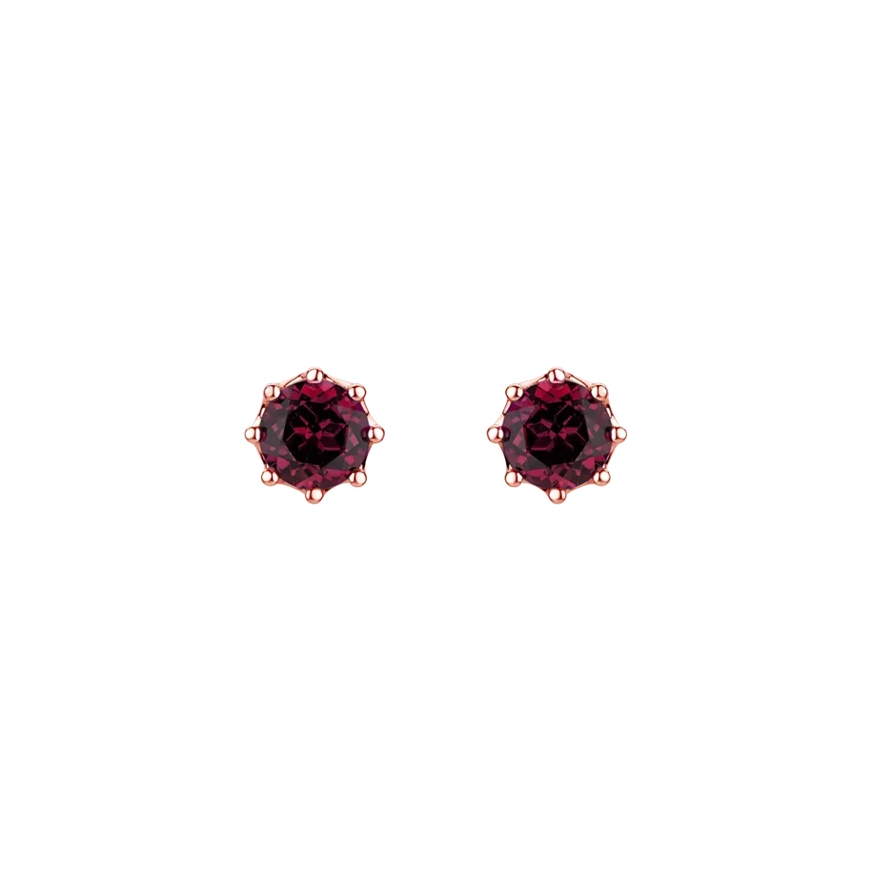 Náušnice s rhodolitom Crown of Hearts