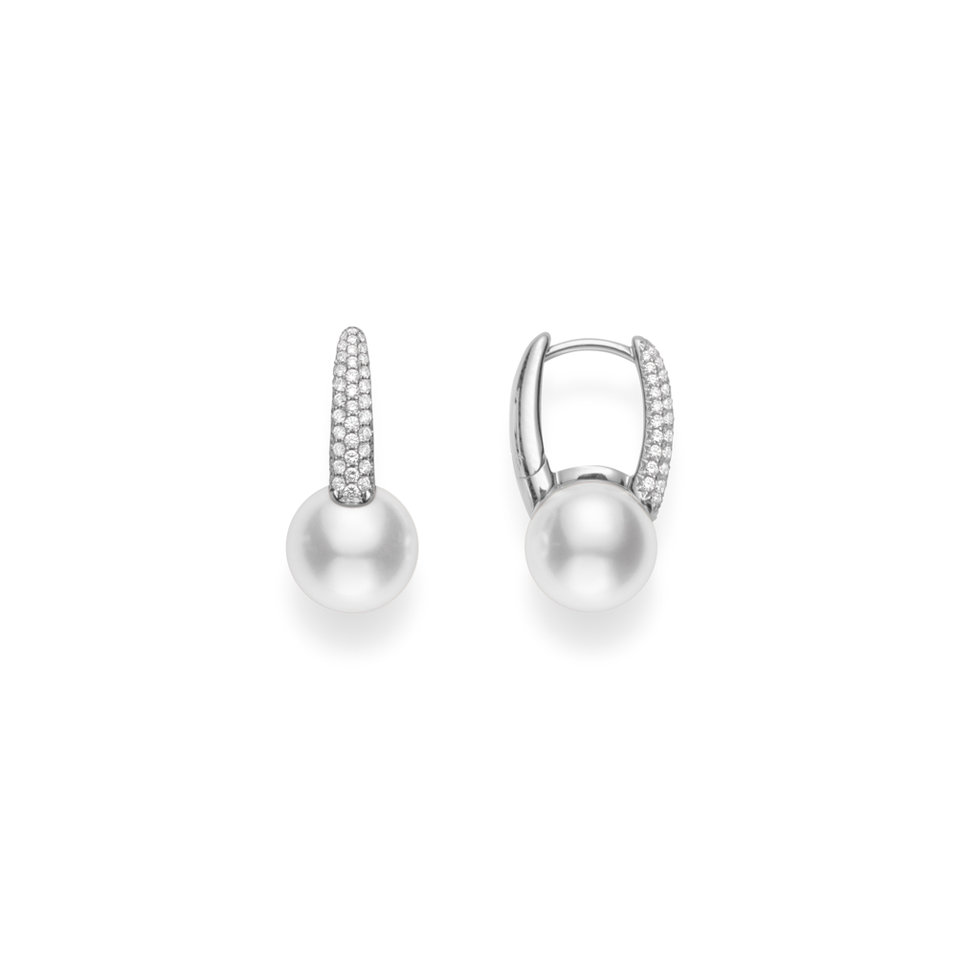 Náušnice s diamantmi a perlou Cultured Pearl