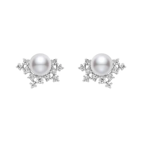 Náušnice s diamantmi a perlou Classic Elegance