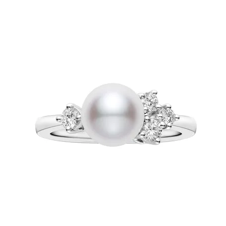 Diamond ring with sea pearl Akoya Classic Elegance
