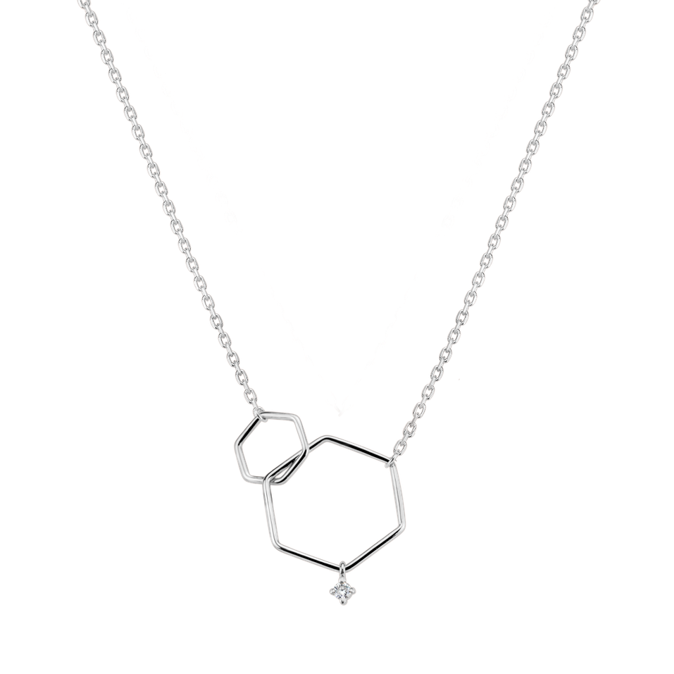 Náhrdelník s diamantom Hexagon Harmony