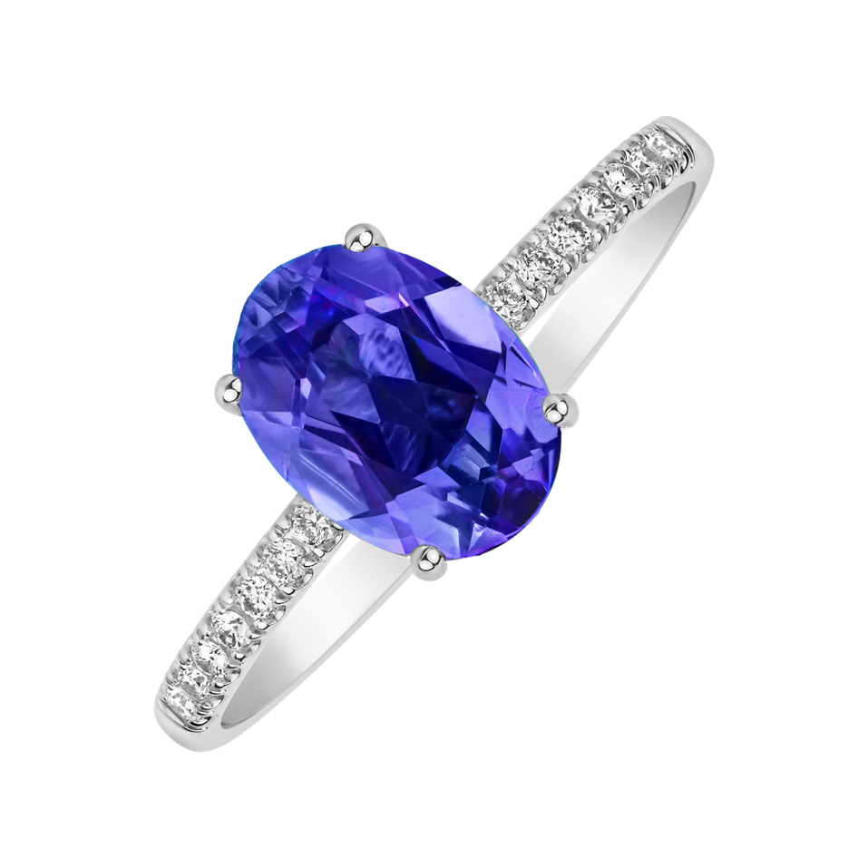 Prsteň s diamantmi a tanzanitom Touch of Spark
